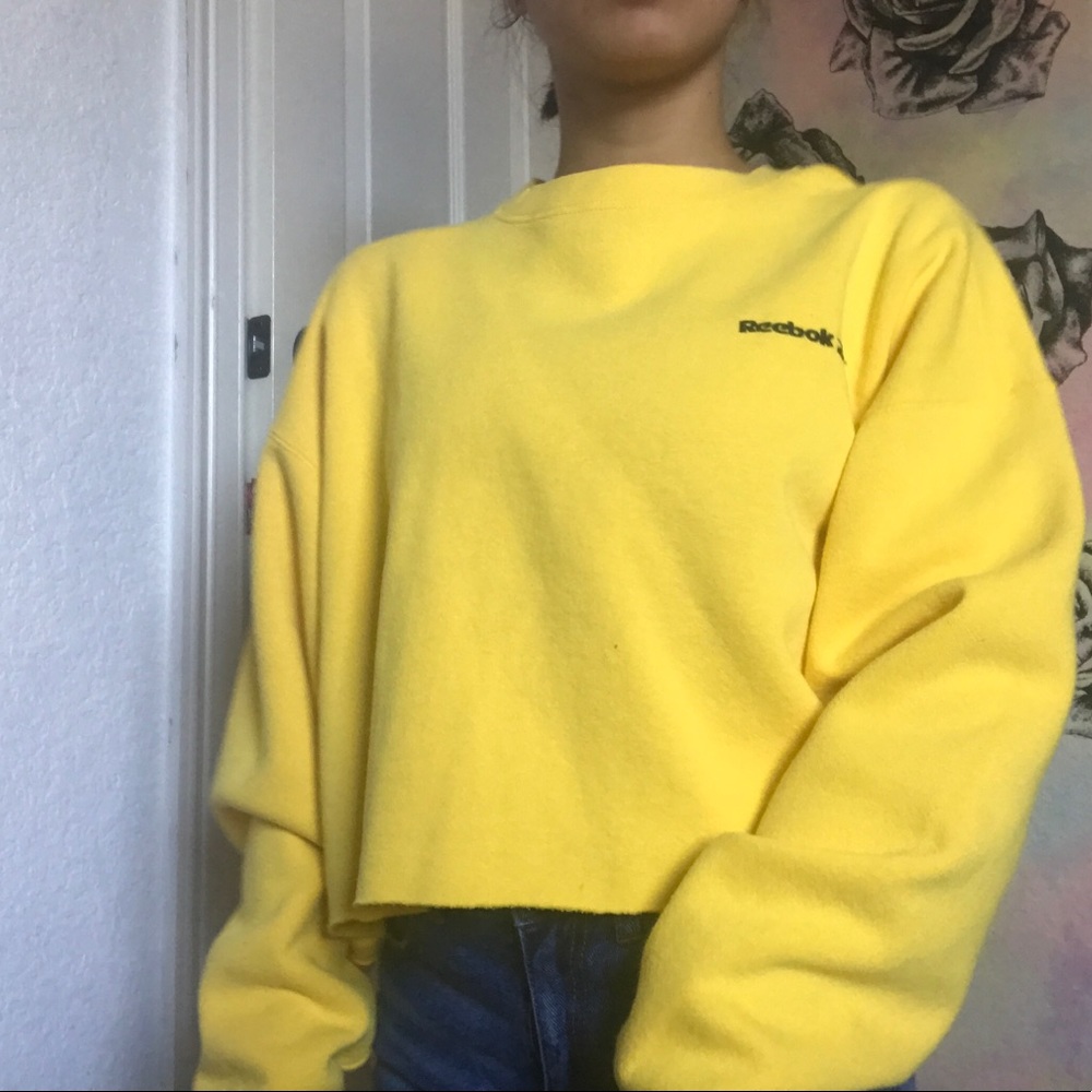 Yellow cropped reebok sweater